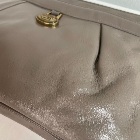 ETIENNE AIGNER Vintage Leather Bag Zipper Greige Taupe Minimalist - Picture 10 of 16